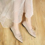 HIULYCENCE Flats for Women Pointed Toe Ballet Flats with Bow Comfortable Knit Dressy Flats Nude US9