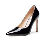 Elisabet Tang Women's High Heels Pumps Closed Pointed Toe Stiletto 4inch Heels Classic Office Special Dressy Wedding Pump Shoes Black 7