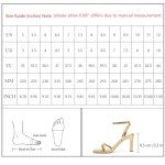 Modatope Gold High Heels for Women Square Open Toe Block High Heels Strappy Ankle Strap Sandals Comfort Dress Party Shoes Size 9
