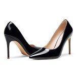 Elisabet Tang Women's High Heels Pumps Closed Pointed Toe Stiletto 4inch Heels Classic Office Special Dressy Wedding Pump Shoes Black 7