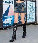 Easyfox Knee High Black Boots for Women Stiletto High Heeled Long Boots Fashion Pointed Toe Tall Boots Side Zipper Knee High Boots Size 7