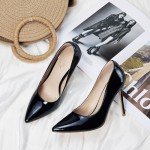 Elisabet Tang Women's High Heels Pumps Closed Pointed Toe Stiletto 4inch Heels Classic Office Special Dressy Wedding Pump Shoes Black 7