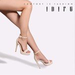 IDIFU Women's Stiletto High Heel Sandals Platform Open Toe Ankle Strap Dress Shoes for Women Bride Ladies in Wedding Bridal Party Homecoming (Nude Nubuck, 8.5 M US)