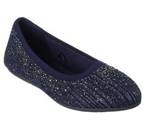 SKECHERS Women's Cleo 2.0-Glitzy Daze Ballet Flat, Navy, 8.5