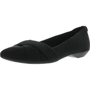 Anne Klein Women's OALISE Flat Shoe, Black/Black, 8.5 M US