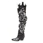 Cape Robbin Women's Over the Knee Western Cowboy Boots with Chunky Block Heels Fashion Cowgirl Dress Booties (KELSEY-21) - Black Size 10