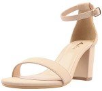 Ankis Nude Heels for Women - Open Toe Ankle Strap Chunky Heel Pump Sandals Party Wedding Strappy Buckle Sandals 2.75 Inches (Nude Nubuck, numeric_7)