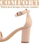 Ankis Nude Heels for Women - Open Toe Ankle Strap Chunky Heel Pump Sandals Party Wedding Strappy Buckle Sandals 2.75 Inches (Nude Nubuck, numeric_7)