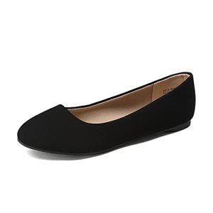 DREAM PAIRS Women's Sole-Simple Wide Width Flats, Ballerina Walking Flats, Comfortable Slip on Shoes,Size 8W,Black-Nubuck,Sole-Simple