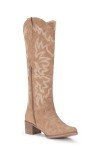 IUV Cowboy Boots For Women Knee High Western Cowgirl Boots Snip Toe Side Zipper Chunky Heel