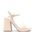 DREAM PAIRS Heels for Women Block Chunky Platform High Heels Open Toe Giselle Fashion Wedding Party Evening Prom Dance Ankle Strap Dress Pump Sandals Shoes,Size 8,Nude