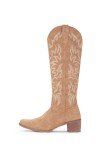 IUV Cowboy Boots For Women Knee High Western Cowgirl Boots Snip Toe Side Zipper Chunky Heel
