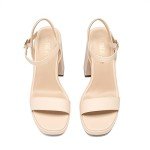 DREAM PAIRS Heels for Women Block Chunky Platform High Heels Open Toe Giselle Fashion Wedding Party Evening Prom Dance Ankle Strap Dress Pump Sandals Shoes,Size 8,Nude
