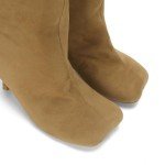 Wnshonzy Suede Knee High Boots for Women Wide Calf Square Toe Tall Boots Brown Stiletto High Heels Long Boots Soft Fall Boots Pull on Fashion Casual Cute Nude
