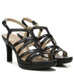 Naturalizer Womens Baylor Strappy High Heel Dress Sandal Black Smooth 7 M