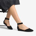 DREAM PAIRS Women's Low Wedge Ankle Strap Dress Flats Shoes,Size 6.5,Black/Nubuck,AMIGA