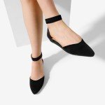 DREAM PAIRS Women's Low Wedge Ankle Strap Dress Flats Shoes,Size 6.5,Black/Nubuck,AMIGA