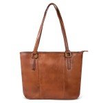 Leather Purse For Women - Real Leather Tote For Women - Ladies Shoulder Handbag For Work, Travel, Casual Use (Tan Washed)