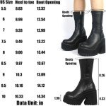 AMINUGAL Womens Wedge Heel Ankle Boots Platform Zipper Punk Motorcycle Booties Chunky Block High Heel Round Toe Fashion Work Combat Boots Mid Calf For Women