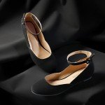 DREAM PAIRS Women's Dress Flats Ballet Low Wedge Round Toe Ankle Strap Comfortable Casual Flats Shoes,Size 8,Black/Nubuck,REVONA
