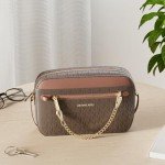 Michael Kors East West Chain Crossbody, Brown Signature/Gold Hw