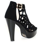 TRENDSup Collection Open Toe Ankle Strap Sandal – Western Bootie Stacked Heel Open Toe Cutout Shoes (8.5, Black)