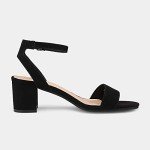 DREAM PAIRS Women's Open Toe Ankle Strap Low Block Chunky Heels Sandals Party Dress Pumps Shoes,Size 8,Black/Suede,CARNIVAL