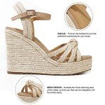 mikarka Wedge Sandals for Women: Open Toe Wedges Heels for Women - Comfortable Braided Summer Espadrilles Wedges Ankle Strap Platform High Heels Vacation Shoes