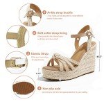 mikarka Wedge Sandals for Women: Open Toe Wedges Heels for Women - Comfortable Braided Summer Espadrilles Wedges Ankle Strap Platform High Heels Vacation Shoes