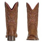 J's.o.l.e Fashion Cowboy Boots for Women Square Toe Wide Mid Calf Western Cowgirl Boots Brown US Size 8