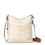 The Sak Lucia Crossbody Bag in Leather, Adjustable Strap, Stone