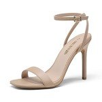 DREAM PAIRS Nude Heels Women?s High Stilettos Sexy Open Toe Dress Shoes Ankle Strappy Wedding Party Club Dance Pumps Sandals Size 8 US SDHS2214W