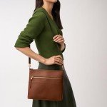 Fossil Women's Fiona Leather Large Crossbody Purse Handbag, Brown (Model: ZB7669200)