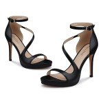 CELLENZ Stiletto Women High Heels: Platform Heel for Women Sexy Dressy - Black Heels Prom Comfortable - Strappy Heeled Sandals Size 8