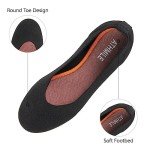 ATHMILE Black Ballet Flats - Washable Knit Flats with Round Toe and Low Wedge for Wedding, Business, Work, Office - Size 8