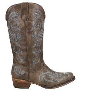 ROPER Womens Riley Embroidery Round Toe Casual Boots Mid Calf Low Heel 1-2" - Brown - Size 8.5 B
