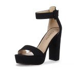 DREAM PAIRS Womens HI-LO High Heel Platform Pump Sandal Orinthia,Size 7,Black/Suede,HI-LO