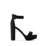 DREAM PAIRS Womens HI-LO High Heel Platform Pump Sandal Orinthia,Size 7,Black/Suede,HI-LO