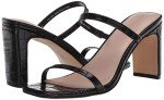 The Drop Women's Avery Square Toe Two Strap High Heeled Sandal, Black, 8