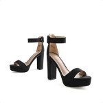 DREAM PAIRS Womens HI-LO High Heel Platform Pump Sandal Orinthia,Size 7,Black/Suede,HI-LO