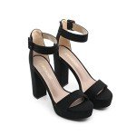 DREAM PAIRS Womens HI-LO High Heel Platform Pump Sandal Orinthia,Size 7,Black/Suede,HI-LO