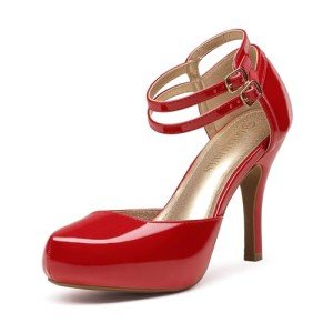 Vintage Red Mary Jane Almond Toe Heels