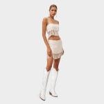 Ouepiano White Cowgirl Boots Women Cowboy Knee High Tall Boots Chunky Heel Pointed Toe Pull-On Western Wide Calf Boats Country Fashion (White, Size 8)