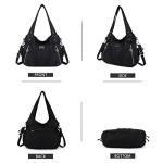 Purses and Handbags Women Fashion Tote Bag Shoulder Bags Top Handle Satchel Purses Washed Synthetic Leather Handbag 1-2#black 13.8 * 4.7 * 11.8 inches