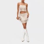 Ouepiano White Cowgirl Boots Women Cowboy Knee High Tall Boots Chunky Heel Pointed Toe Pull-On Western Wide Calf Boats Country Fashion (White, Size 8)