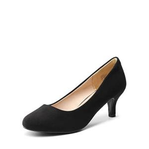 DREAM PAIRS Women's Dress Comfortable Low Heel Pump Shoes,Size 11,Black/Suede,LUVLY