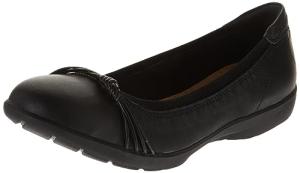 Clarks Women's Meadow Rae Ballet Flat, Black Leather, 8.5