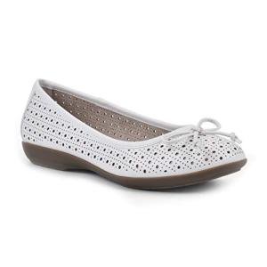 CLIFFS BY WHITE MOUNTAIN Cheryl Women's Ballet Flat, White/Burnished/Smooth, 8.5 M