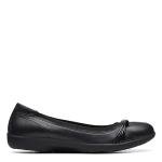 Clarks Women's Meadow Rae Ballet Flat, Black Leather, 8.5