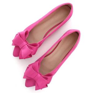 Bow-Knot Suede Ballet Flats in Rose Red